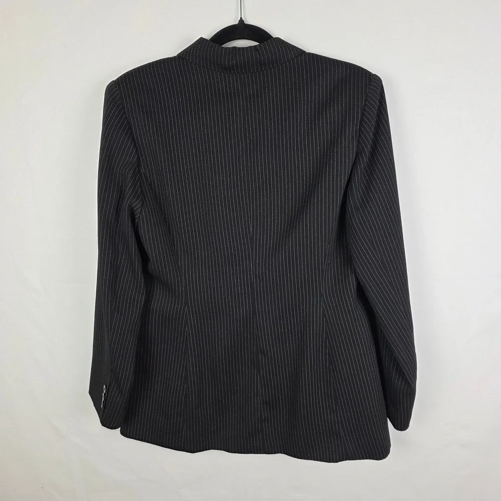 Giorgio Sant Angelo Womens Black Pinstripe 4-Button Blazer Jacket Size 8 RN61648
